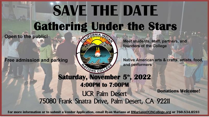 SAVE THE DATE.  Gathering under the stars  - Saturday, November 5, 2022.